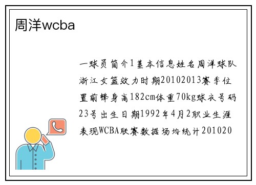 周洋wcba